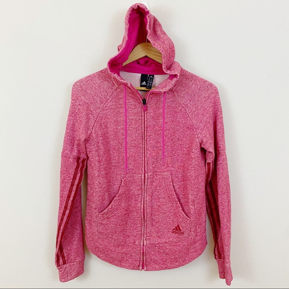 Adidas Pink  Zip Up Hooded Jacket